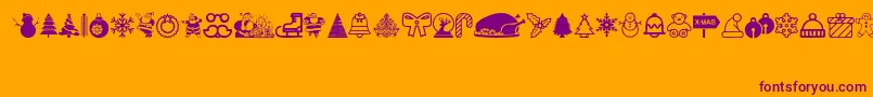 Christmas Icons-Schriftart – Violette Schriften auf orangefarbenem Hintergrund