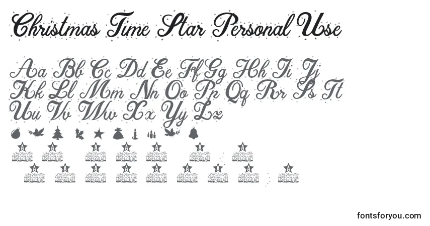 A fonte Christmas Time Star Personal Use – alfabeto, números, caracteres especiais