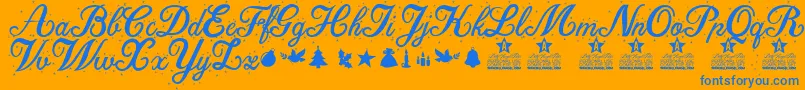 Christmas Time Star Personal Use-Schriftart – Blaue Schriften auf orangefarbenem Hintergrund