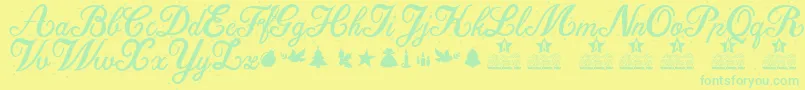 Christmas Time Star Personal Use Font – Green Fonts on Yellow Background