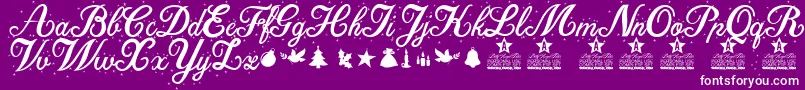 Fonte Christmas Time Star Personal Use – fontes brancas em um fundo violeta