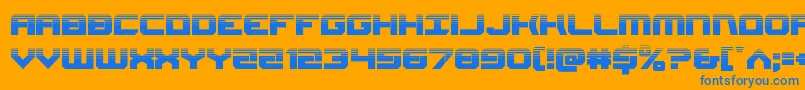 Gearheadhalf-Schriftart – Blaue Schriften auf orangefarbenem Hintergrund