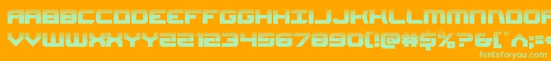 Gearheadhalf-Schriftart – Grüne Schriften auf orangefarbenem Hintergrund