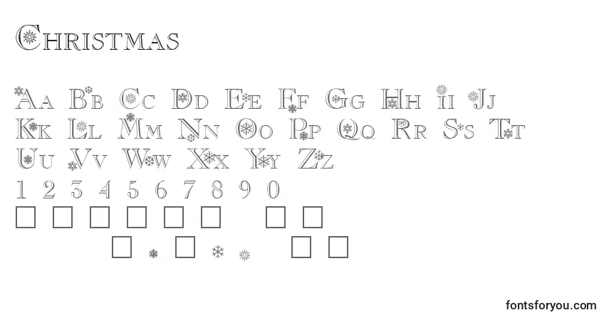 A fonte Christmas (123411) – alfabeto, números, caracteres especiais
