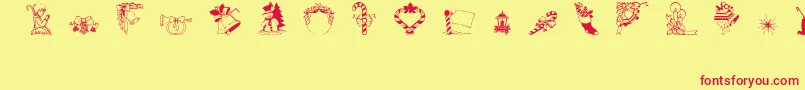 Christmas3 Font – Red Fonts on Yellow Background