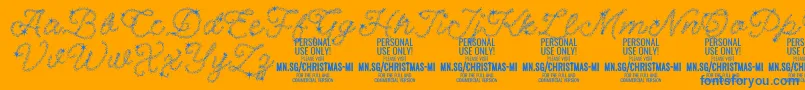 フォントChristmasMiracle PERSONAL – オレンジの背景に青い文字