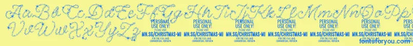 ChristmasMiracle PERSONAL-Schriftart – Blaue Schriften auf gelbem Hintergrund