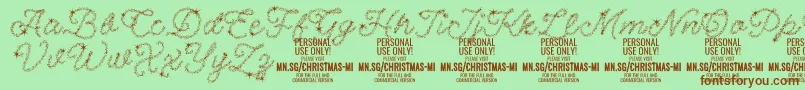 Шрифт ChristmasMiracle PERSONAL – коричневые шрифты на зелёном фоне