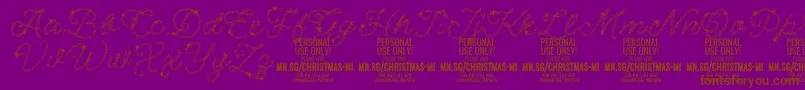 ChristmasMiracle PERSONAL-Schriftart – Braune Schriften auf violettem Hintergrund