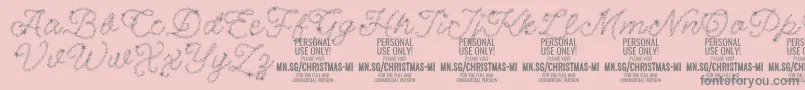 Шрифт ChristmasMiracle PERSONAL – серые шрифты на розовом фоне