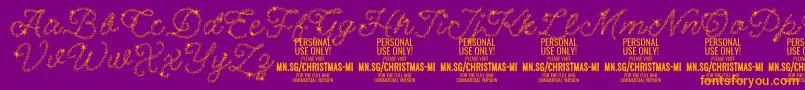 ChristmasMiracle PERSONAL-Schriftart – Orangefarbene Schriften auf violettem Hintergrund