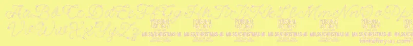 ChristmasMiracle PERSONAL-fontti – vaaleanpunaiset fontit keltaisella taustalla