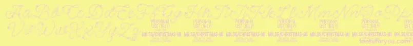 フォントChristmasMiracle PERSONAL – ピンクのフォント、黄色の背景