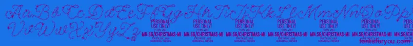 Шрифт ChristmasMiracle PERSONAL – фиолетовые шрифты на синем фоне