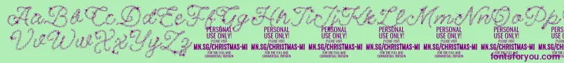 ChristmasMiracle PERSONAL Font – Purple Fonts on Green Background