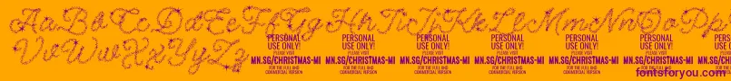 ChristmasMiracle PERSONAL-Schriftart – Violette Schriften auf orangefarbenem Hintergrund