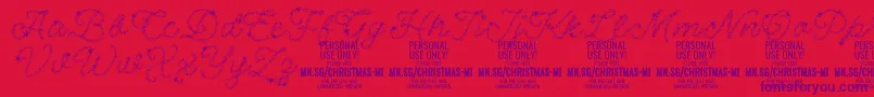 フォントChristmasMiracle PERSONAL – 赤い背景に紫のフォント