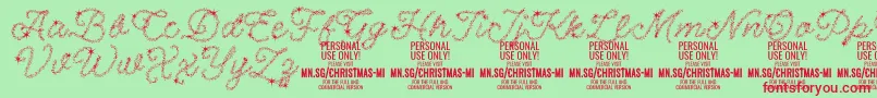 ChristmasMiracle PERSONAL-Schriftart – Rote Schriften auf grünem Hintergrund