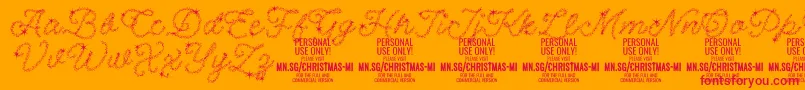 ChristmasMiracle PERSONAL Font – Red Fonts on Orange Background