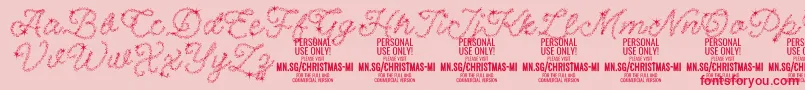 フォントChristmasMiracle PERSONAL – ピンクの背景に赤い文字