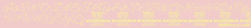 Шрифт ChristmasMiracle PERSONAL – жёлтые шрифты на розовом фоне