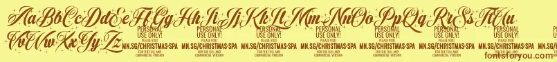 ChristmasSparkle PERSONAL Font – Brown Fonts on Yellow Background