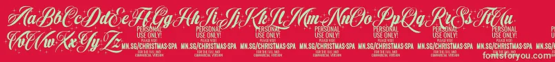 ChristmasSparkle PERSONAL Font – Green Fonts on Red Background