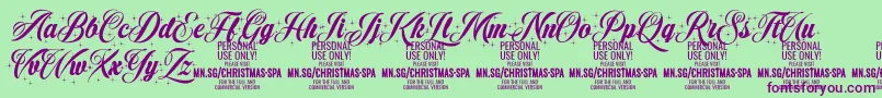 ChristmasSparkle PERSONAL-Schriftart – Violette Schriften auf grünem Hintergrund