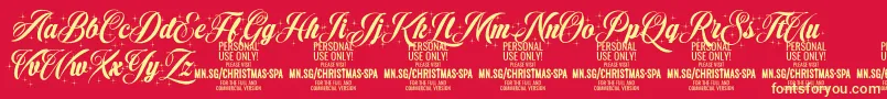 ChristmasSparkle PERSONAL Font – Yellow Fonts on Red Background