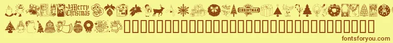 フォントChristmasTime – 茶色の文字が黄色の背景にあります。