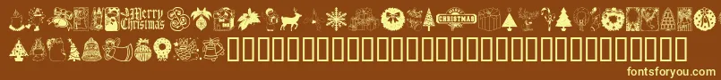 ChristmasTime Font – Yellow Fonts on Brown Background