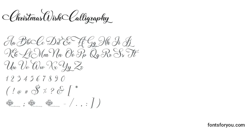 Czcionka ChristmasWish Calligraphy – alfabet, cyfry, specjalne znaki