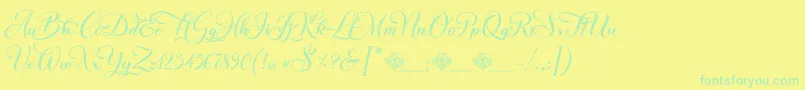 ChristmasWish Calligraphy Font – Green Fonts on Yellow Background