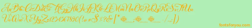 Шрифт ChristmasWish Calligraphy – оранжевые шрифты на зелёном фоне