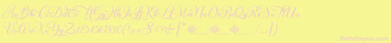 Fonte ChristmasWish Calligraphy – fontes rosa em um fundo amarelo