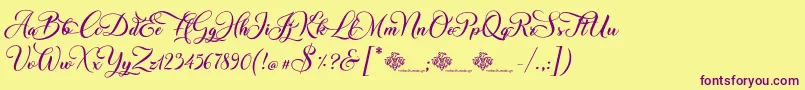 ChristmasWish Calligraphy-Schriftart – Violette Schriften auf gelbem Hintergrund