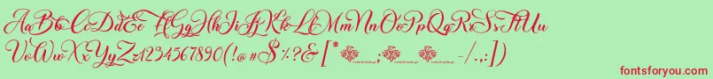 Czcionka ChristmasWish Calligraphy – czerwone czcionki na zielonym tle