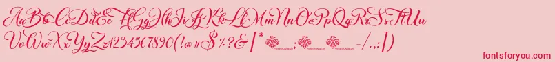 Fonte ChristmasWish Calligraphy – fontes vermelhas em um fundo rosa