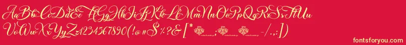 ChristmasWish Calligraphy-fontti – keltaiset fontit punaisella taustalla