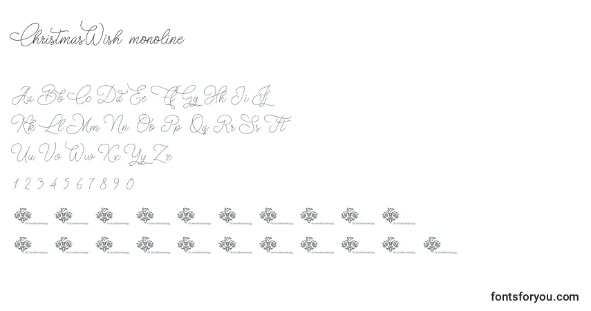 Schriftart ChristmasWish monoline – Alphabet, Zahlen, spezielle Symbole