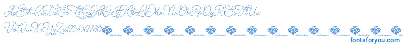 ChristmasWish monoline-Schriftart – Blaue Schriften auf weißem Hintergrund