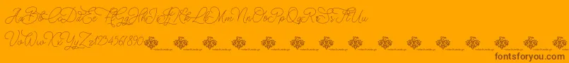 ChristmasWish monoline Font – Brown Fonts on Orange Background