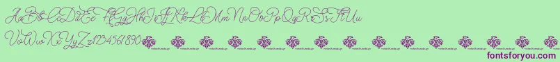 ChristmasWish monoline Font – Purple Fonts on Green Background