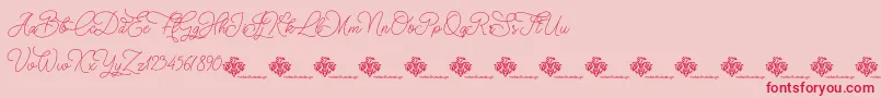 ChristmasWish monoline-Schriftart – Rote Schriften auf rosa Hintergrund