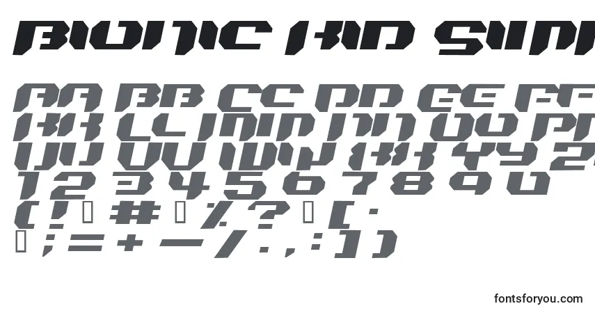 Schriftart Bionic Kid Simple Slanted – Alphabet, Zahlen, spezielle Symbole