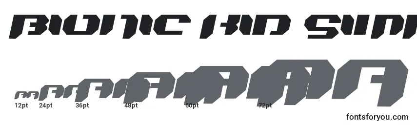 Bionic Kid Simple Slanted Font Sizes