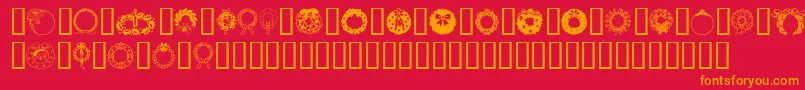 ChristmasWreath Font – Orange Fonts on Red Background