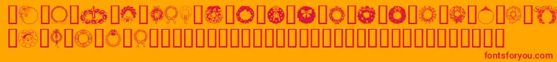 ChristmasWreath-Schriftart – Rote Schriften auf orangefarbenem Hintergrund