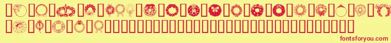ChristmasWreath Font – Red Fonts on Yellow Background