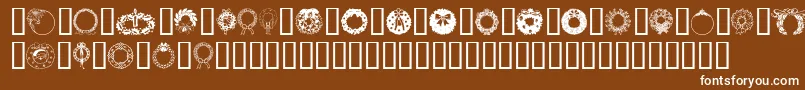 ChristmasWreath-Schriftart – Weiße Schriften auf braunem Hintergrund